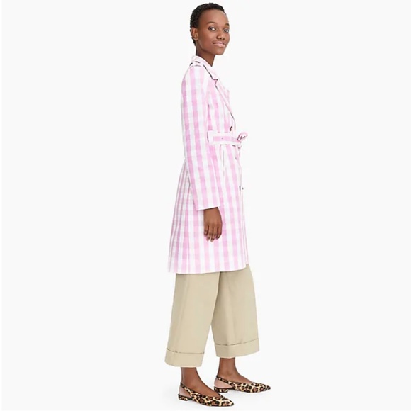 J.Crew 2011 Icon trench in oversized gingham-L1064 - Picture 2 of 7